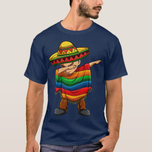 Dabbing Boy Mexican Poncho Cinco de Mayo Sombrero  T-Shirt