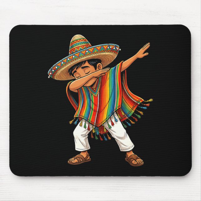 Dabbing Boy Sombrero Serape Cinco de Mayo Fiesta Mouse Mat (Front)