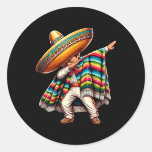 Dabbing Boys Mexican Poncho Cinco De Mayo 1 Classic Round Sticker