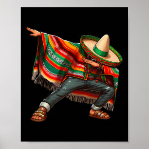 Dabbing Boys Mexican Poncho Cinco De Mayo Boys Men Poster