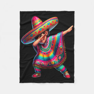 Dabbing Boys Mexican Poncho Cinco De Mayo  Fleece Blanket