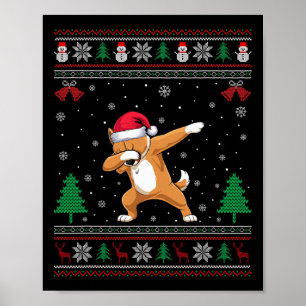 Dabbing Briard Dog Santa Hat Boys Girls Kids Chris Poster