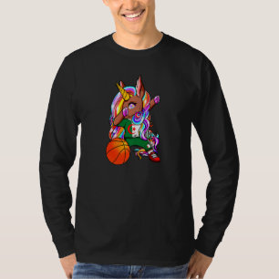 Dabbing Brown Skin Unicorn Algeria Basketball Fans T-Shirt