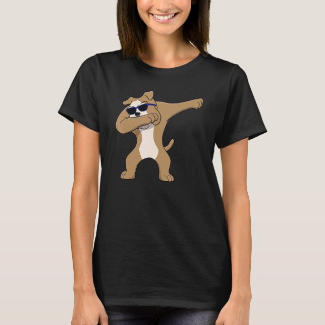 Dabbing Bulldog Dog Kids Pet Love Rescue Bark Engl T-Shirt (Front)