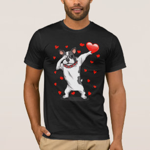Dabbing Bulldog Heart Love Valentines Day Boys Gir T-Shirt