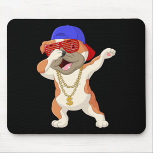 Dabbing Bulldog Wearing Baseball Cap Sunshades And Mouse Mat