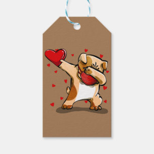 Dabbing Bulldog With Face Mask Funny Valentines Gift Tags
