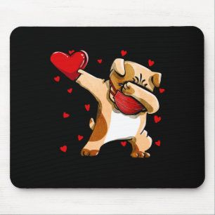 Dabbing Bulldog With Face Mask Funny Valentines Mouse Mat