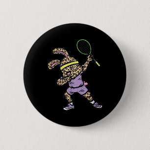 Dabbing Bunny Badminton Player Easter Sport Rabbit 6 Cm Round Badge
