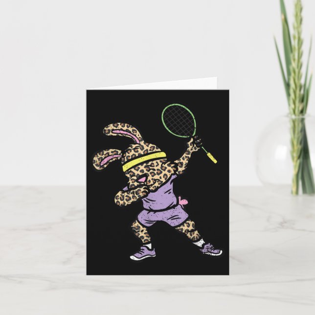 Dabbing Bunny Badminton Player Easter Sport Rabbit Card (Front)
