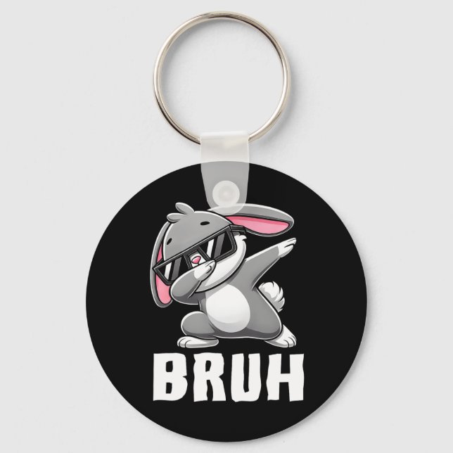 Dabbing Bunny Bruh Meme Easter Day Dab Bunny Teens Key Ring (Front)