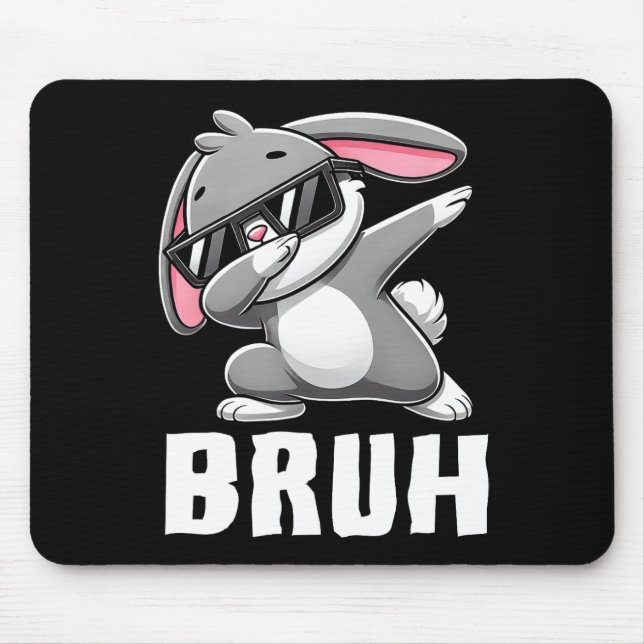 Dabbing Bunny Bruh Meme Easter Day Dab Bunny Teens Mouse Mat (Front)
