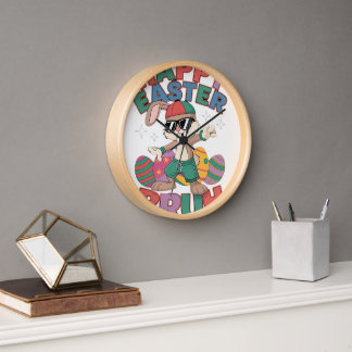 Dabbing Bunny Easter Bruh Clock