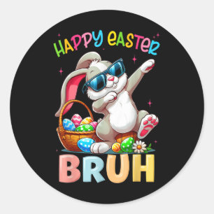 Dabbing Bunny Easter Bruh Happy Easter For Boys Gi Classic Round Sticker