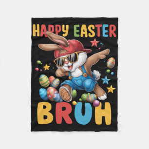 Dabbing Bunny Easter Bruh Meme Funny Saying Teens  Fleece Blanket