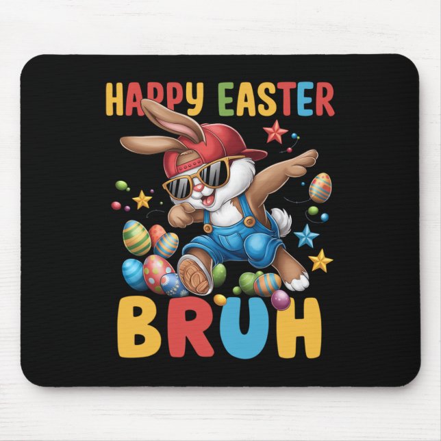 Dabbing Bunny Easter Bruh Meme Funny Saying Teens  Mouse Mat (Front)