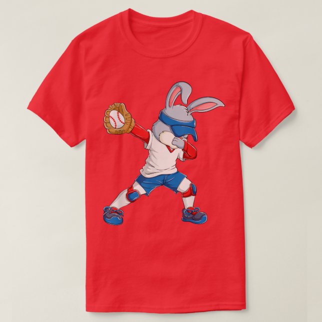 Dabbing Bunny Easter Day Baseball Catcher Happy Ea T-Shirt (Design Front)
