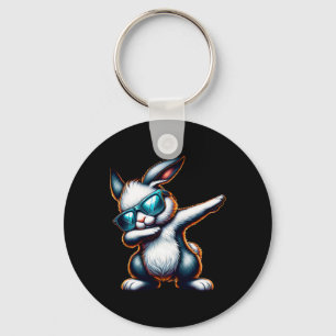 Dabbing Bunny Funny Easter Bunny Key Ring