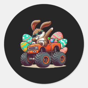 Dabbing Bunny Happy Easter Boys Kids Monster Truck Classic Round Sticker