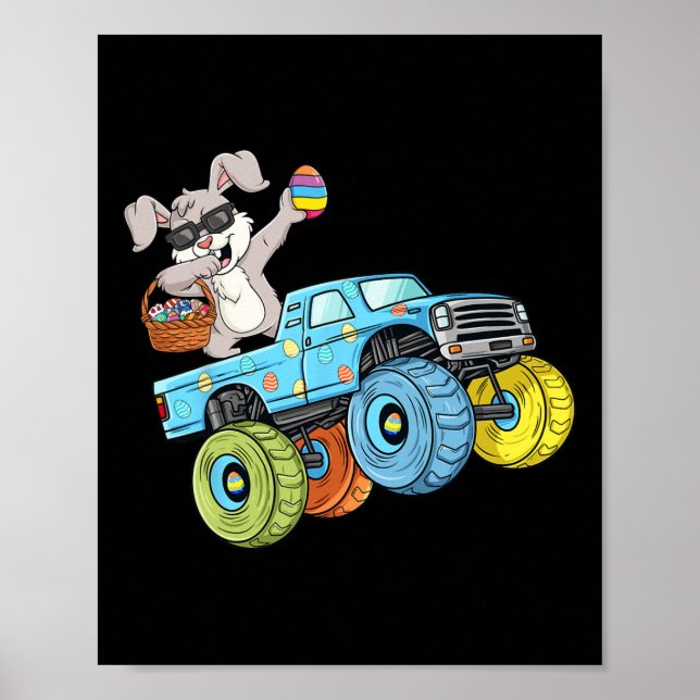 Dabbing Bunny Happy Easter Monster Truck Boys Girl Poster (Front)