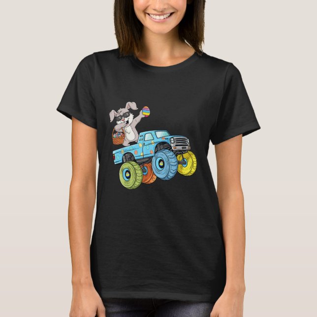 Dabbing Bunny Happy Easter Monster Truck Boys Girl T-Shirt (Front)