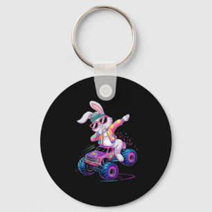 Dabbing Bunny Happy Easter Monster Truck Boys Mens Key Ring