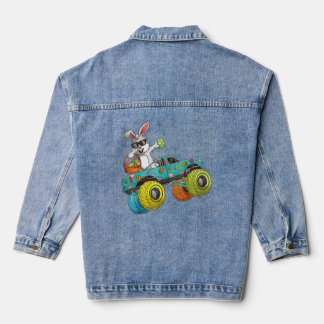 Dabbing Bunny Happy Easter Monster Truck Kids Boy Denim Jacket