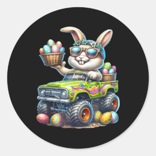 Dabbing Bunny Happy Easter Monster Truck Kids Boys Classic Round Sticker