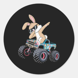 Dabbing Bunny Happy Easter Monster Truck Lovers Ki Classic Round Sticker