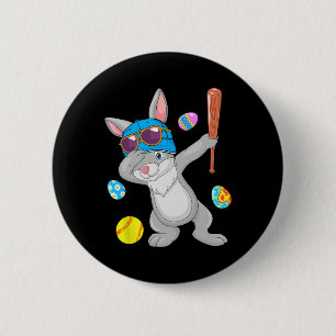 Dabbing Bunny Playing Softball Easter Costume Play 6 Cm Round Badge