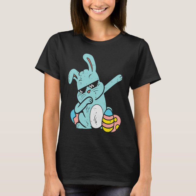 Dabbing Bunny Rabbit Egg Hunt Easter Dab Dance Boy T-Shirt (Front)