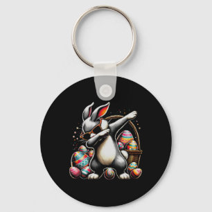 Dabbing Bunny Rabbit Happy Easter Egg Gift Kids Bo Key Ring