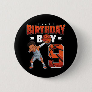 Dabbing Bysketbyll Player 9 Years Old Boy 9th Birt 6 Cm Round Badge