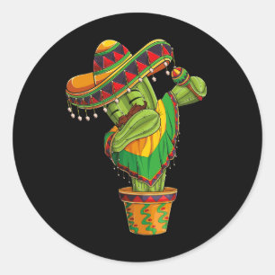 Dabbing Cactus Cinco De Mayo Mexican Poncho Boys K Classic Round Sticker