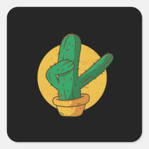 Dabbing cactus square sticker