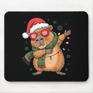 Dabbing Capybara Christmas Santa Hat Funny Holiday Mouse Mat