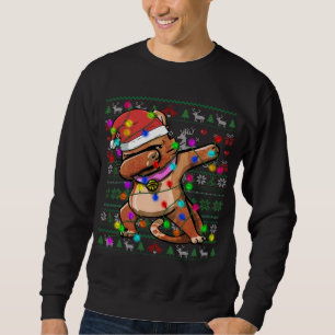 Dabbing Cat Fairy Lights Ugly Christmas Sweater
