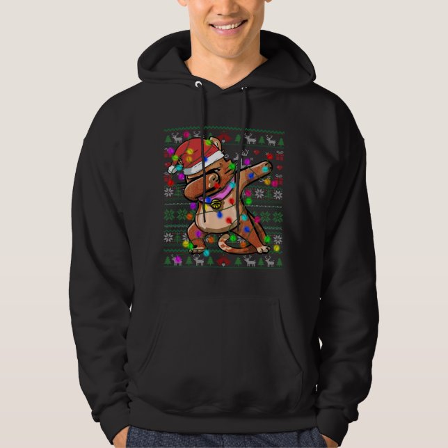 Dabbing Cat Fairy Lights Ugly Christmas Sweater Co (Front)