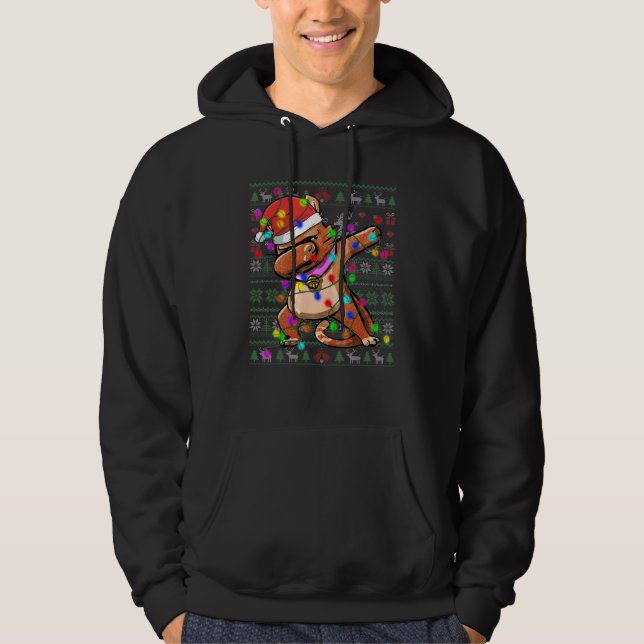 Dabbing Cat Fairy Lights Ugly Christmas Sweater Co (Front)