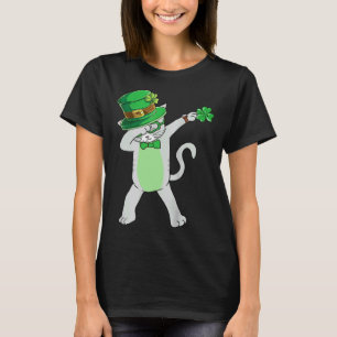 Dabbing Cat Leprechaun Cat Shamrock St Patrick s T-Shirt