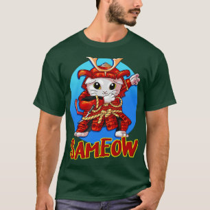 Dabbing Cat Samurai Funny Cats Motif T-Shirt