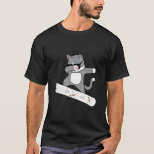 Dabbing Cat Snowboard Snowboarding Kitty Cats T-Shirt