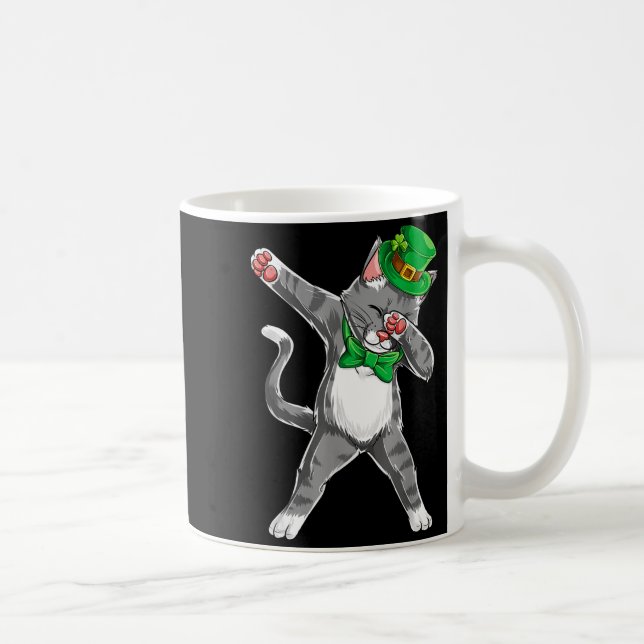 Dabbing Cat St Patricks Day Boys Girls Leprechaun  Coffee Mug (Right)