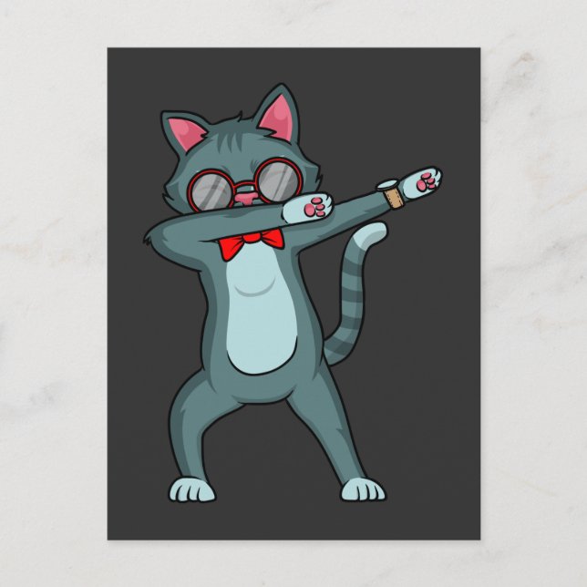 Dabbing Cat Sunglasses Cute Kitty Lover Postcard (Front)