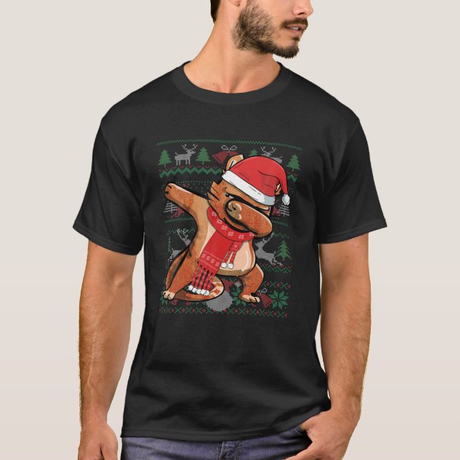 Dabbing Cat Ugly Christmas Sweater Funny Party Cos (Front)