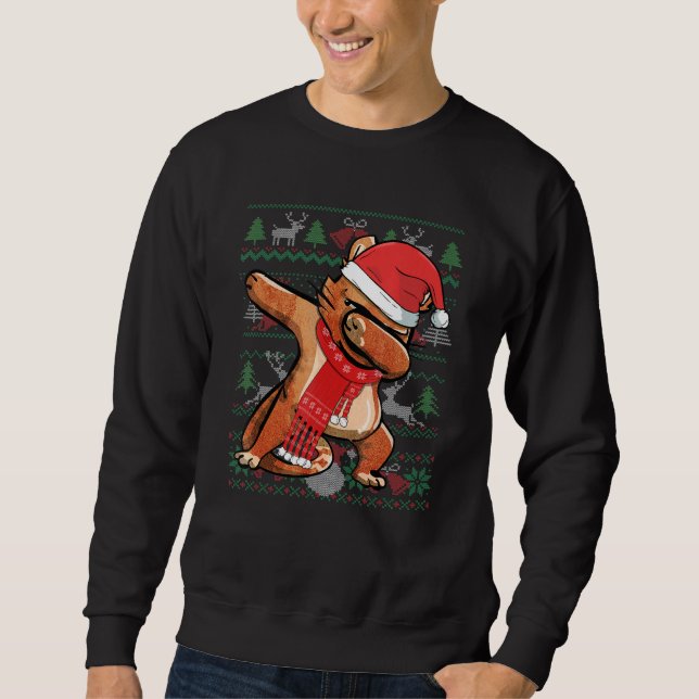 Dabbing Cat Ugly Christmas Sweater Funny Party Cos (Front)
