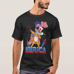 Dabbing Cat Uncle Sam 4th of July Patriotic Americ T-Shirt