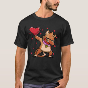 Dabbing Cat With Face Mask Heart Valentine's Costu T-Shirt