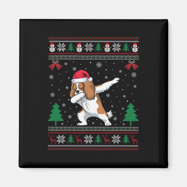 Dabbing Cavalier King Charles Spaniel Dog Santa Ha Magnet (Front)