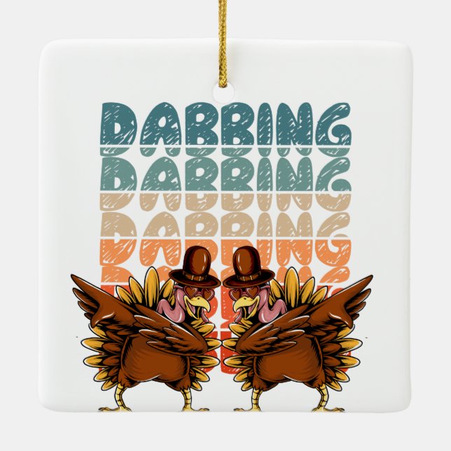 Dabbing Chickens | Funny & Cool Dab Ceramic Ornament (Back)